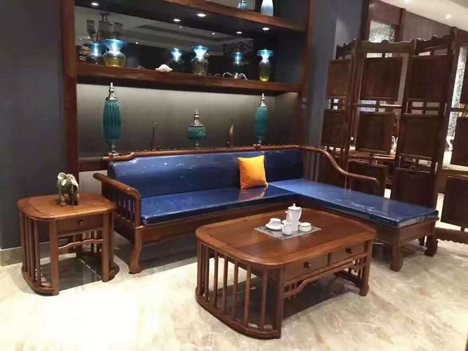 刺猬紫檀家具价格 东阳红木家具厂家 新中式 7字拐角沙发